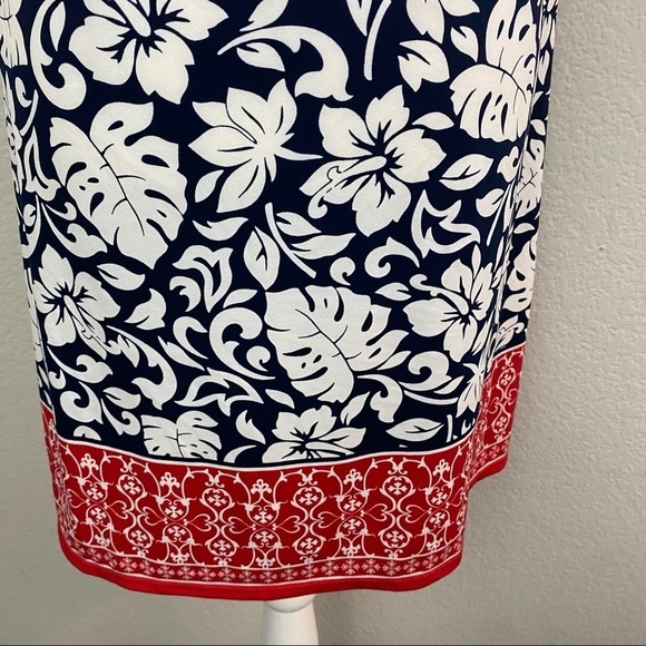 Max Studio Navy & White Floral Racer Back Dress Stretch Small NWT - Picture 3 of 12